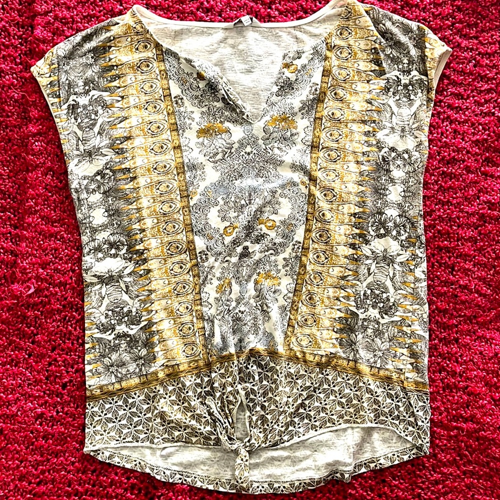 LUCKY brand yellow and gray top